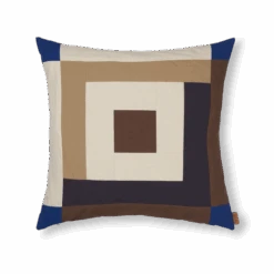 Ferm LIVING | Border Patchwork Cushion - Brown & Blue