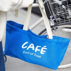 Earl Of East | Café Market Bag - Café Logo Print - Blue -Earl of East Store Earl of East Cafe tote 25
